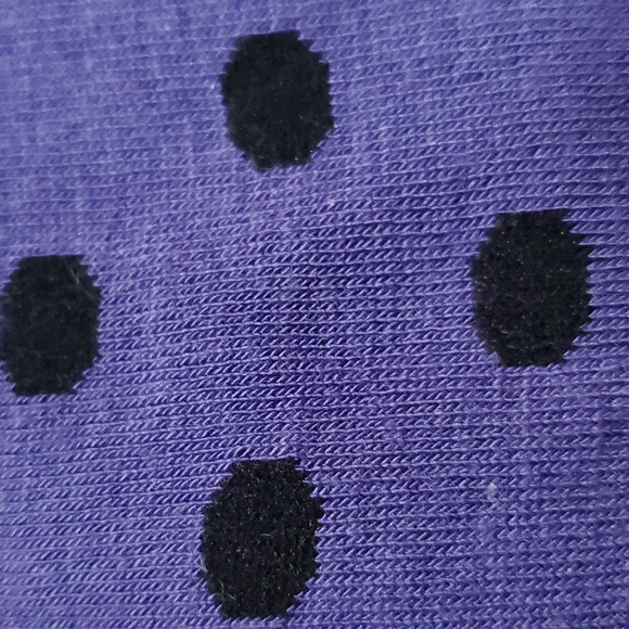 1 Pair of Purple With Black Poka-Dots Thigh High Socks NWT - Picture 3 of 8